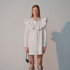 White Denim Ruffle dress Zara